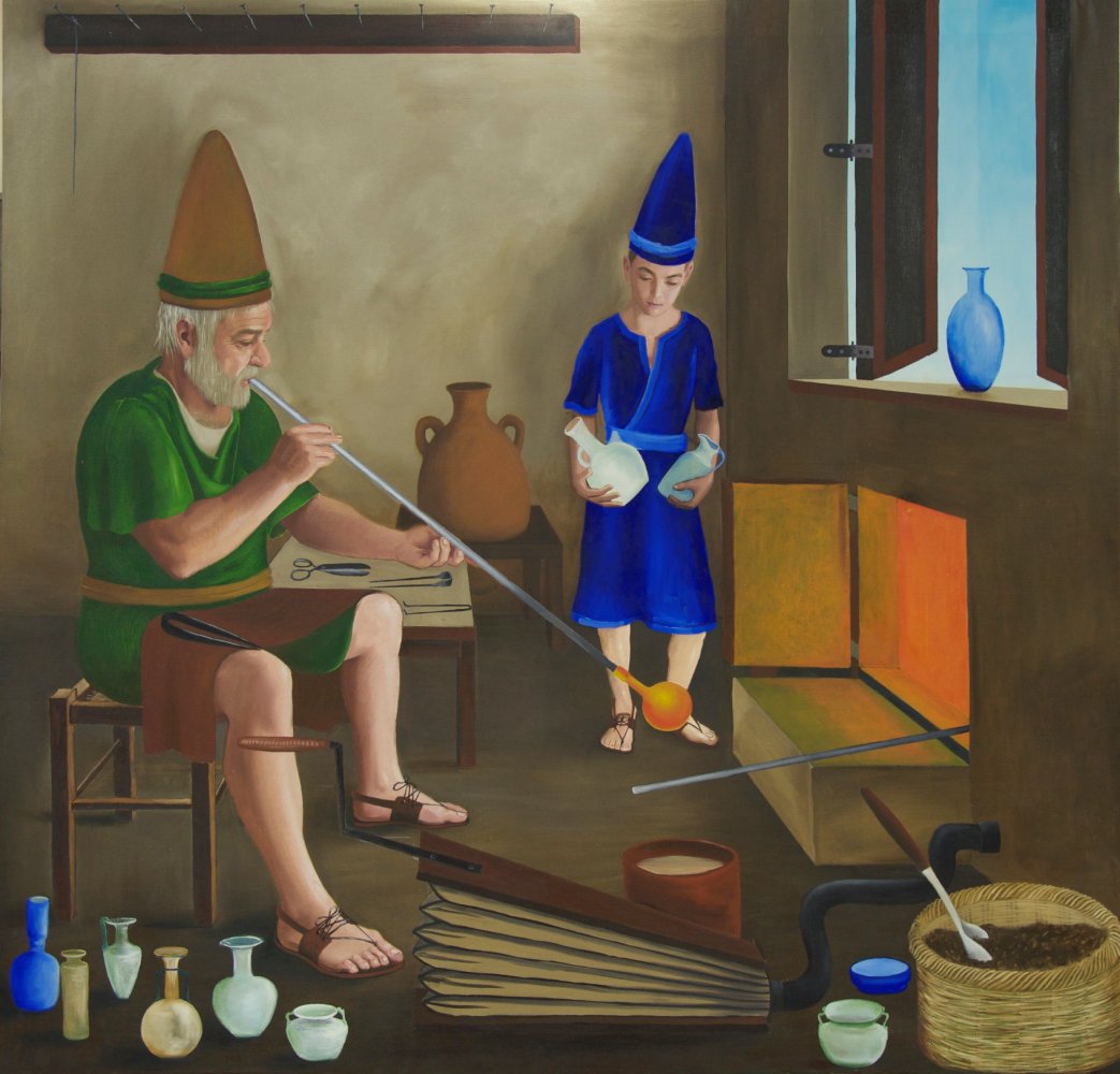 GLASS BLOWING.2190x2100cm. oil on can. $ 75.0